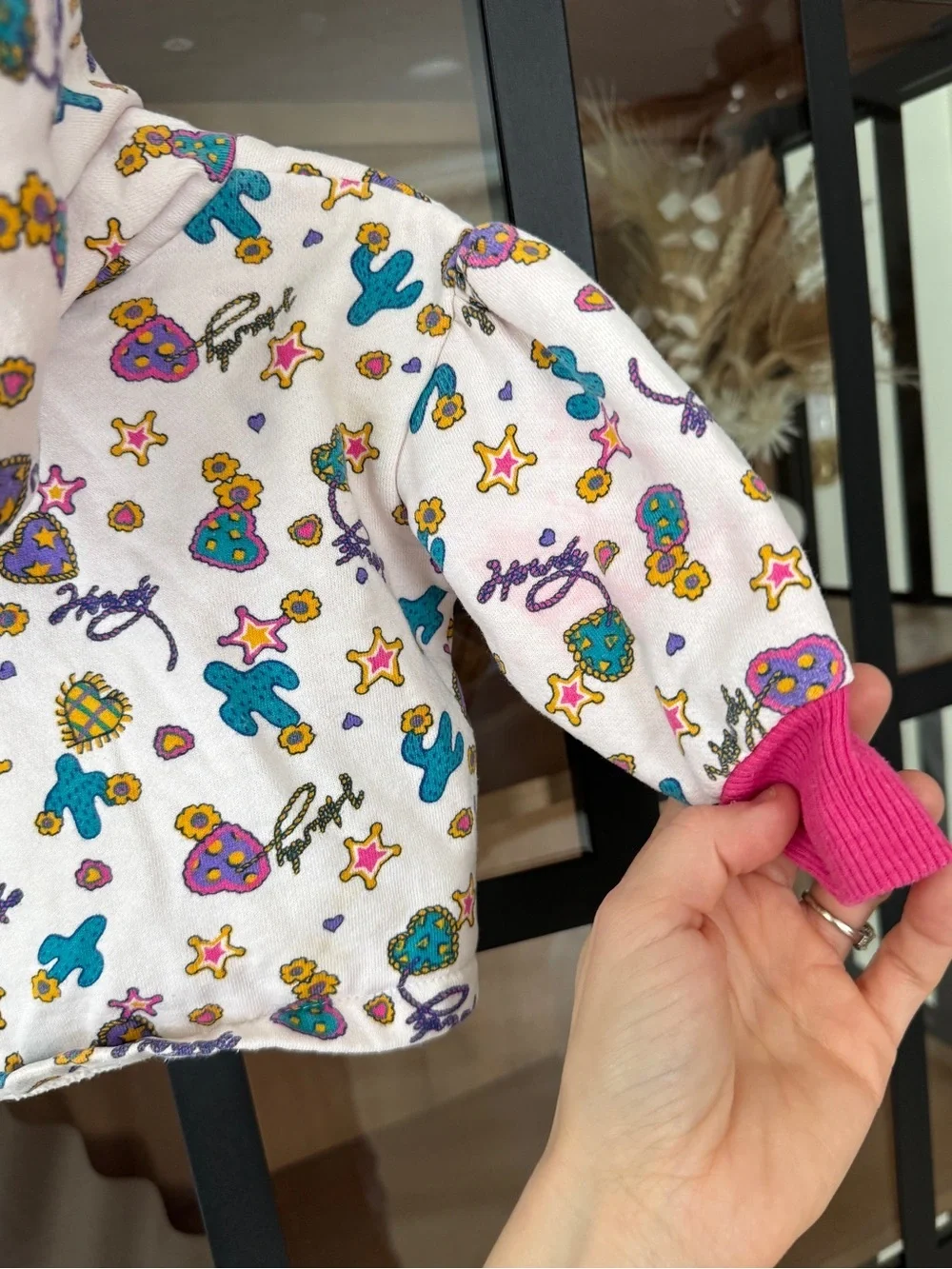 Vintage 90s howdy western print hoodie cowgirl baby toddler sweatshirt hearts